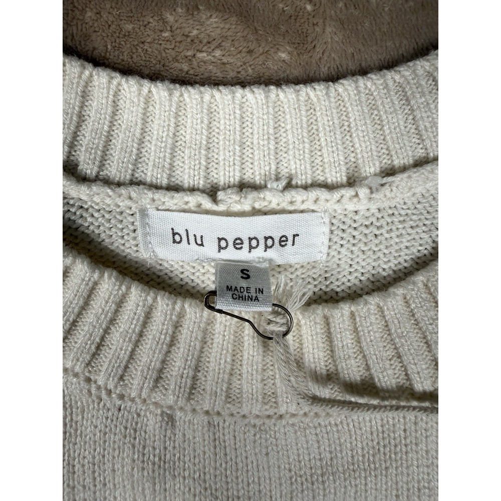Blu Pepper "Mimosa Please" Knit Sweater Vest Women's Cream Tan Sleeveless NWT - Picture 4 of 13